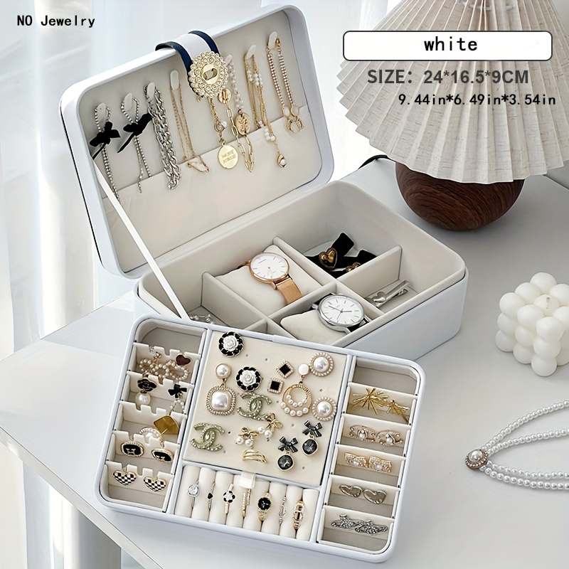   leather jewelry   organizer box elegant desktop storage case with clasp for bedroom and dressing table Product details 6