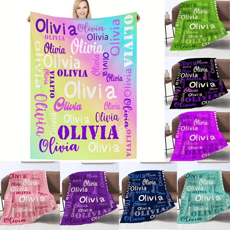 

1pc Creative Custom Name Flannel Blanket Multipurpose Custom Gift Blanket For Friends And Family, Soft Warm Throw Blanket Nap Blanket For Sofa, Couch, Office Bed, Office Camping Travel
