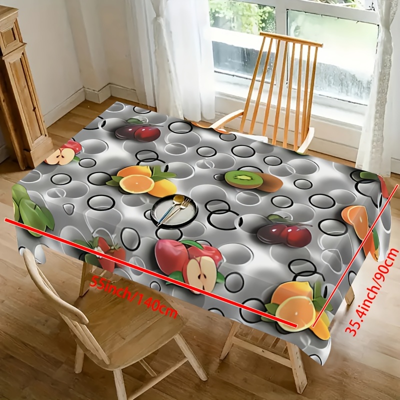 TEMU 1pc Fruit Tablecloth - Modern Kitchen & Dining Decor With , Oranges, Avocados - High Quality Easy-clean Polyester Table Cover For Indoor/outdoor