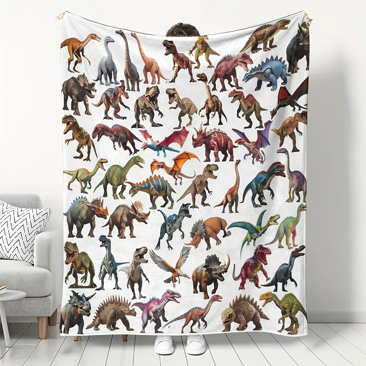 

Awaits: Cozy Dinosaur-themed Flannel Throw Blanket - Soft, Warm & Lightweight With Hd - Ideal For Bedroom, Sofa, Outdoor Camping - Perfect Birthday Or Holiday Gift