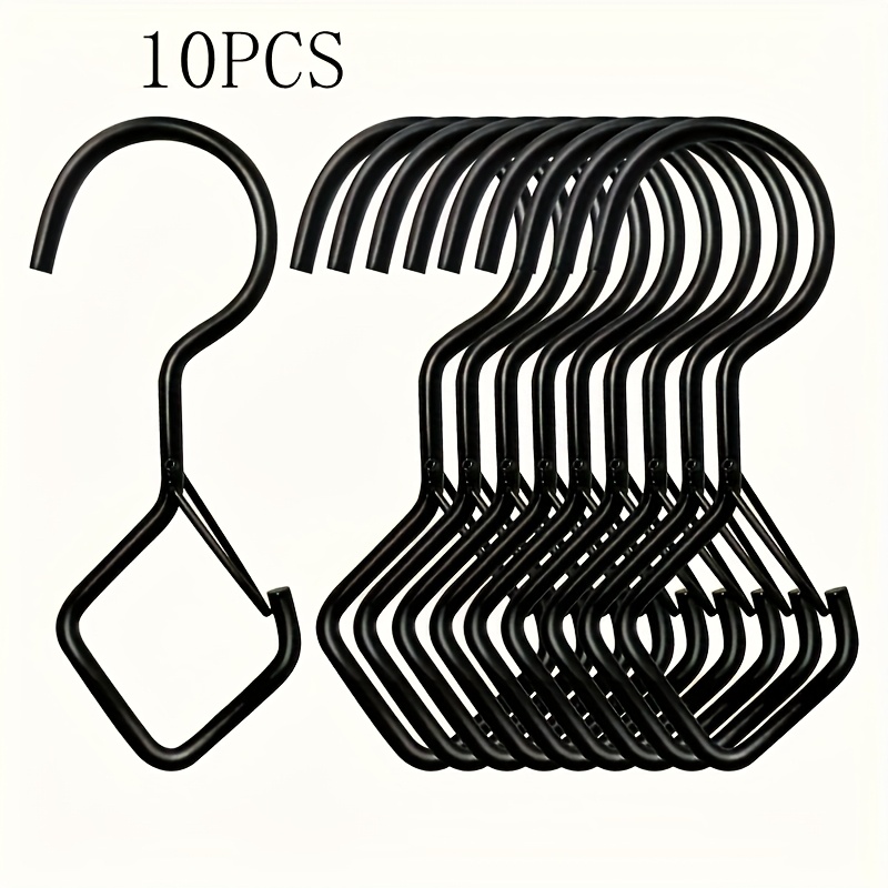 E-shop 10 robuste, diamantförmige S-Haken aus Metall. Winddichte, hochbelastbare Haken mit Sicherheitsclips, geeignet für den Außenbereich, Küchen,