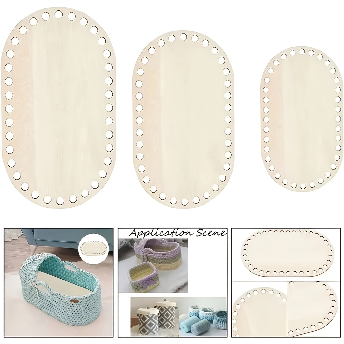 

3pcs Oval Bases For Diy Crafting - Solid Blank Crochet & Knitting Bases With Dotted , Ideal For Handbags, Wallets & Home Decor Projects - Beginner-friendly, Spacious Design, Crochet Supplies