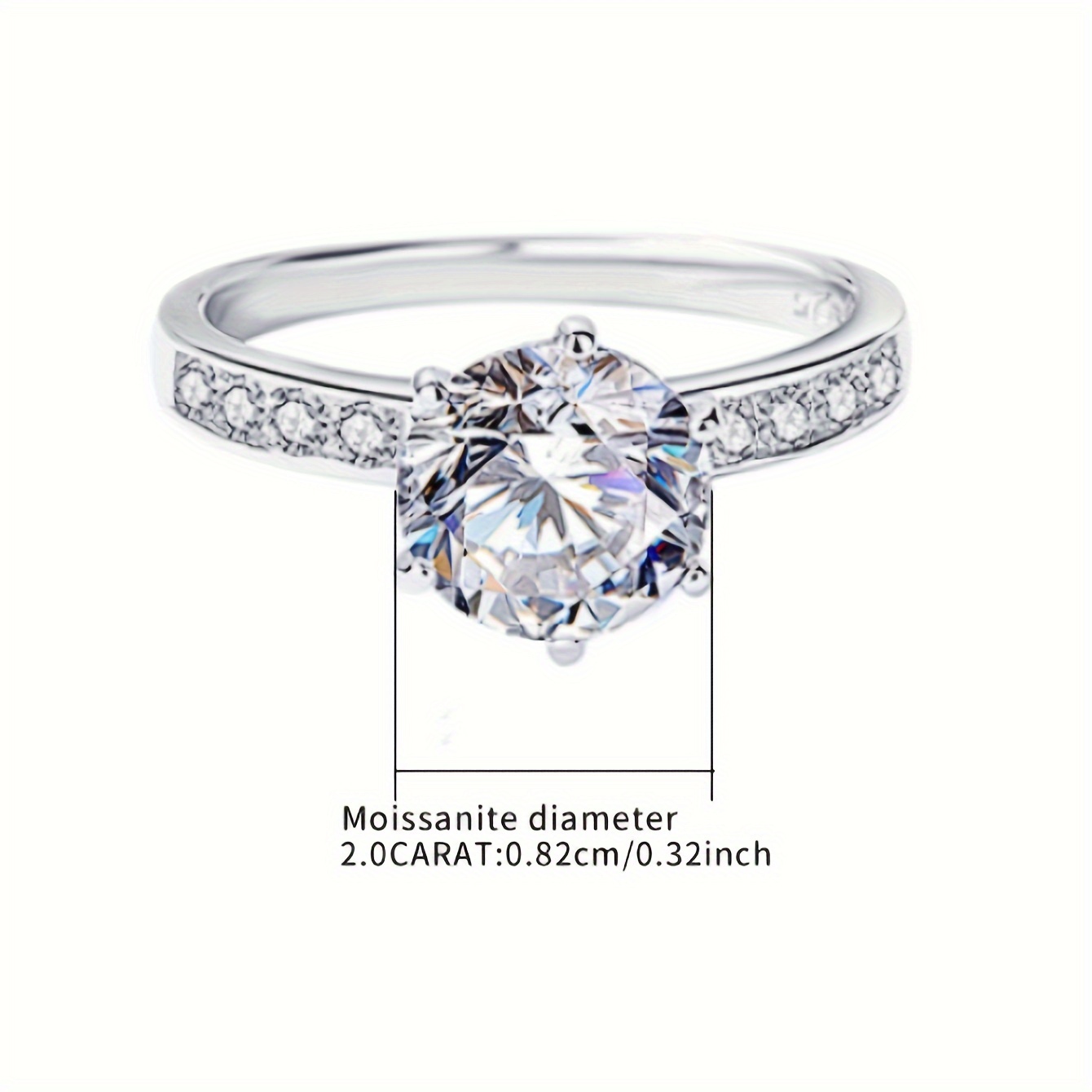 2 Ct Moissanite Ring in 925 Silver for Women
