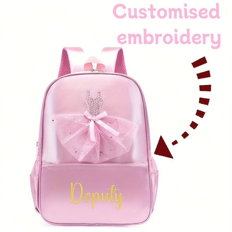 

Custom Personalized Name Text Pink Backpack, School Bag, Ballet Outfit Design Bag