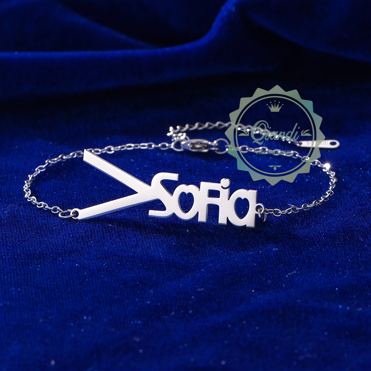 Custom V-Shaped Stainless Steel Bracelet, Personalized Gift