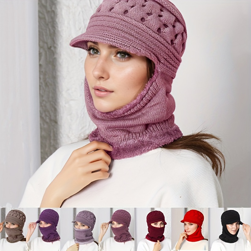 

's Knit Balaclava Ear - , Windproof Beanie & , Ski For , -washable