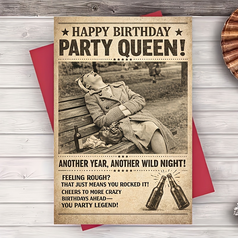 Image of (one Envelope And 1 Greeting Card)vintage Funny Happy Birthday Greeting Card For Her Retro Humor For Wife Girlfriend Sister Best Friend Celebration Gift 2d Card Onlygreeting Card