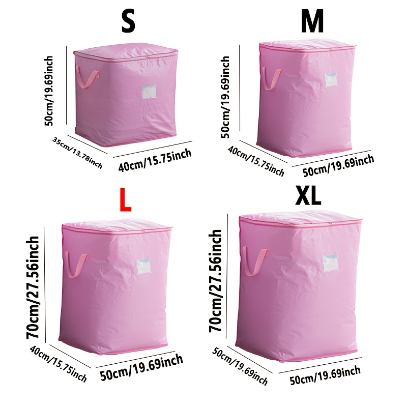 Pe Material Moving Bag, Pink - Durable Polyethylene Moving And Travel Storage Bag, Large Reusable Clothes Organizer Bag For Home Storage, Clothes Sorting And Storage, Sturdy