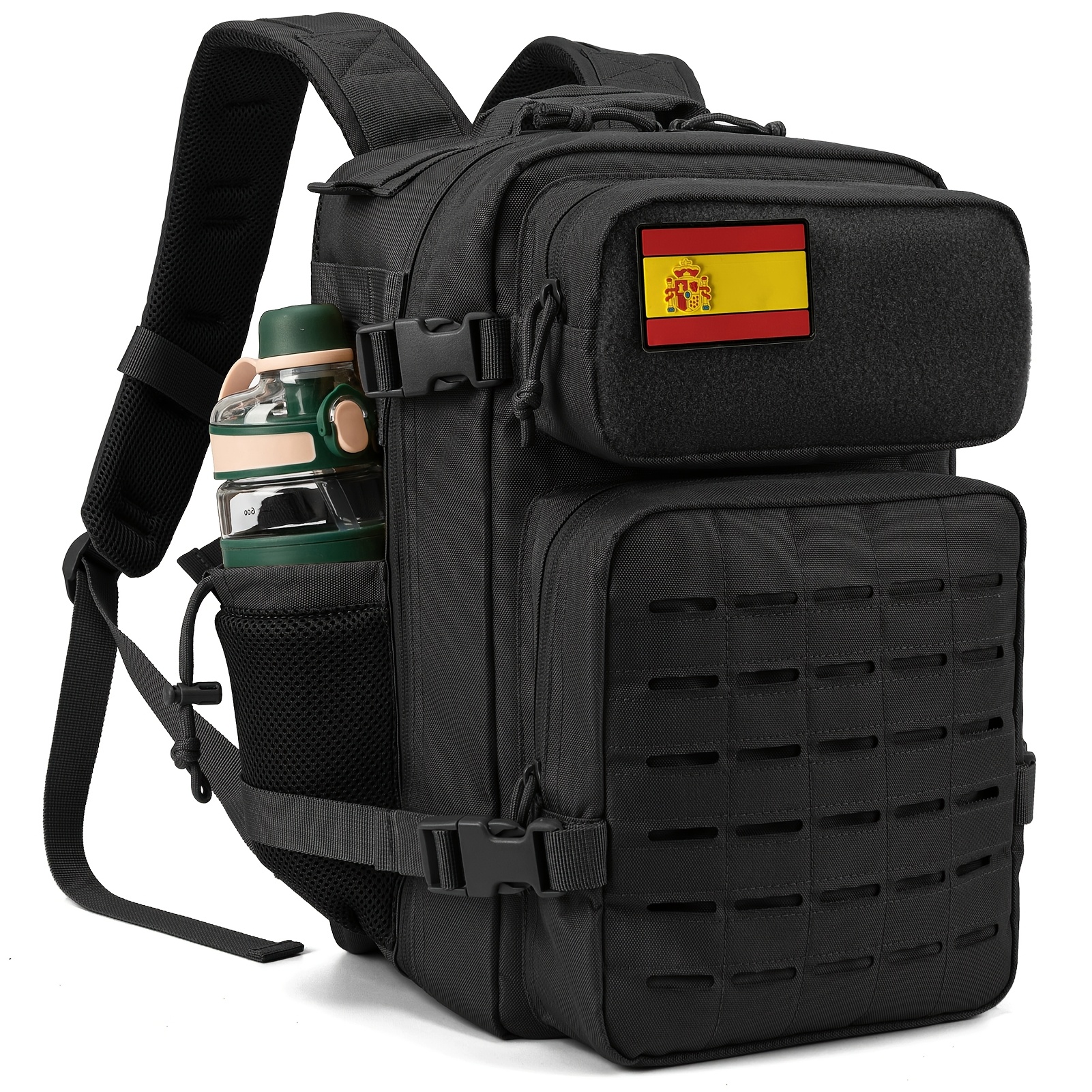 TEMU Mochila Táctica de 25L para , Mochila de Día con Correa MOLLE y Soporte para Botella de Agua, Mochila de Ideal para Senderismo, Camping, al