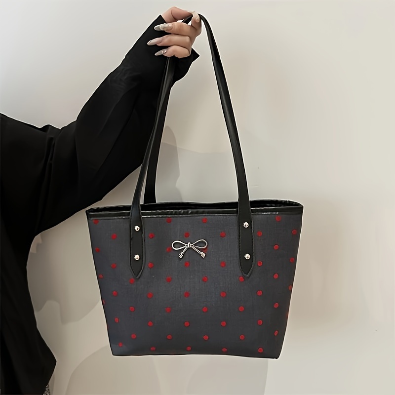 

Sac fourre-tout tendance pour femme - Sac à bandoulière élégant avec bretelles fixes, tissu , fermeture à glissière, doublure en polyester, motif chic à noirs et , polyvalent pour et un