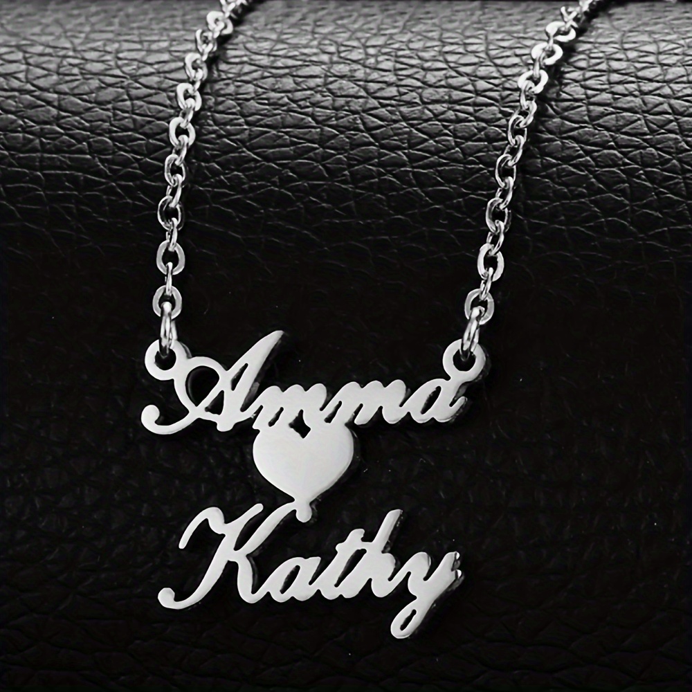 E-shop [Anpassung] Individuell personalisiertes 2-3 Namen Halsband Herz Anhänger Schmuck, Mode Accessoire Geschenk Halskette