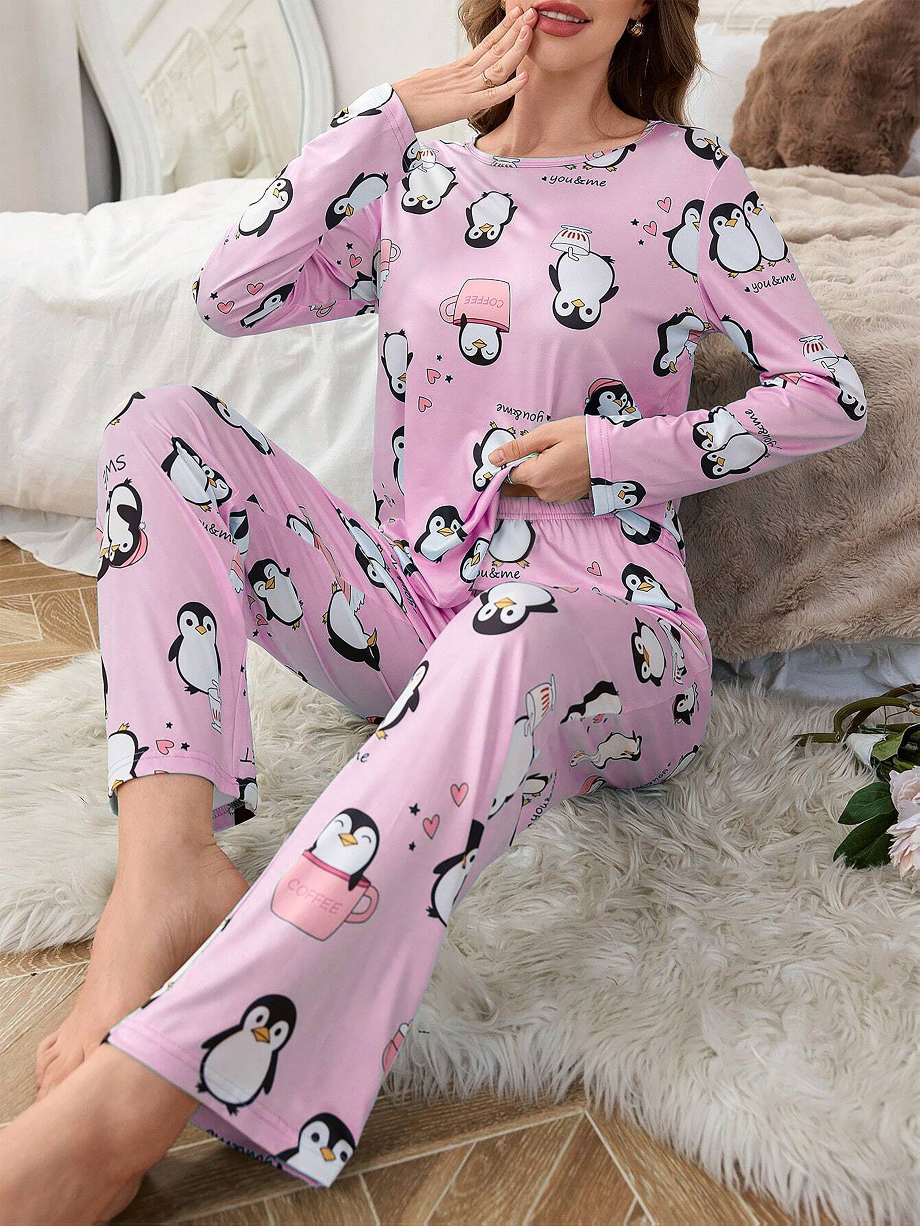 winter night dress set for women Pajamas Winter Nightwear Suit Women's Plus Size Pajamas On Sale Autumn And Winter Nightwear Pajama Sets Piece Leopard Loungewear Select Your Desired Size:Pint (16oz) ye212 Fluffy Cozy Winter black long sleeve backless