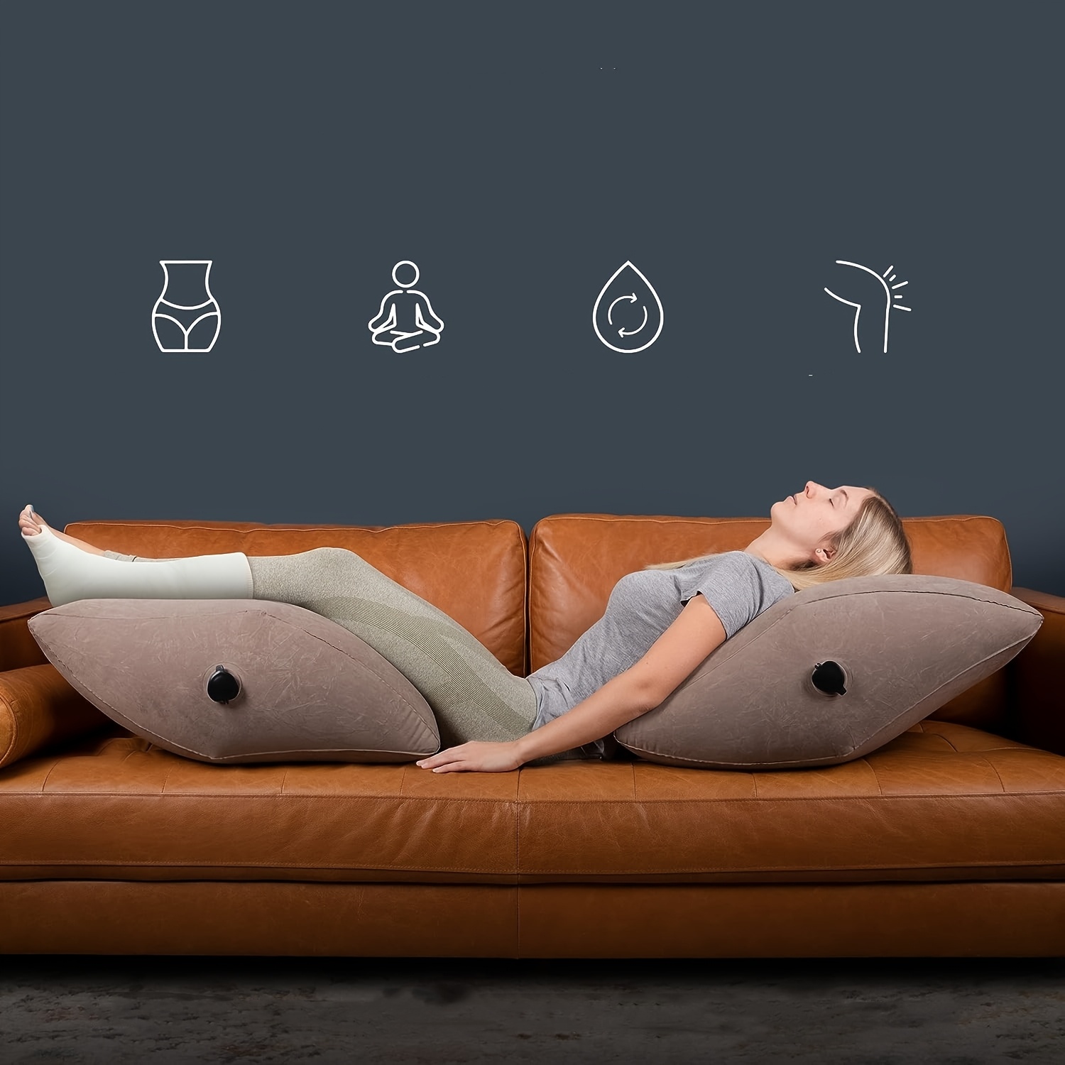 AirLift Inflatable Leg Elevation Pillow for circulation & injury relief