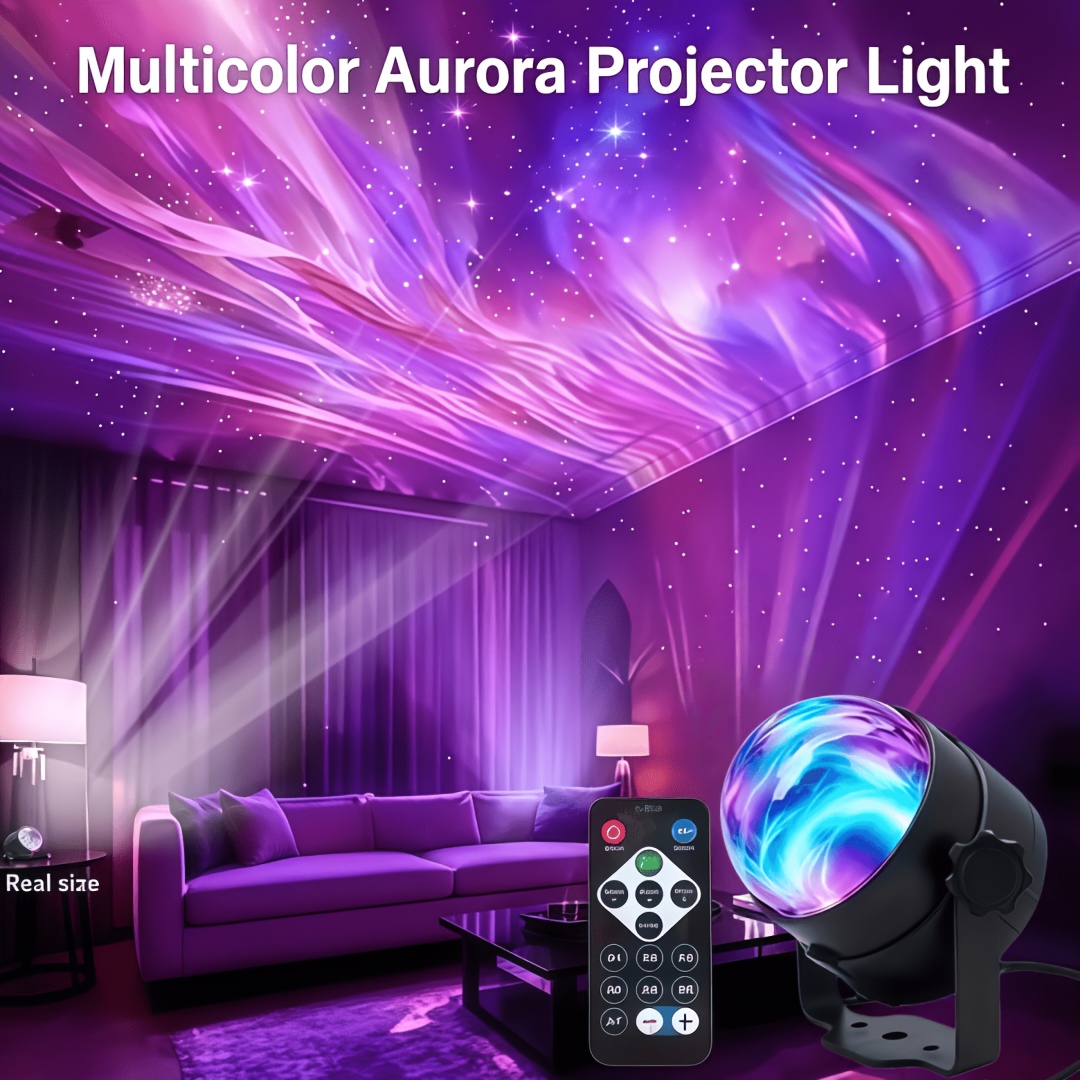 TEMU New Ball Aurora Projection Lamp | Rgb Dimmable | Remote Control (batteries Not Included, Usb Powered) | Built-in Motor | Dynamic Northern Lights