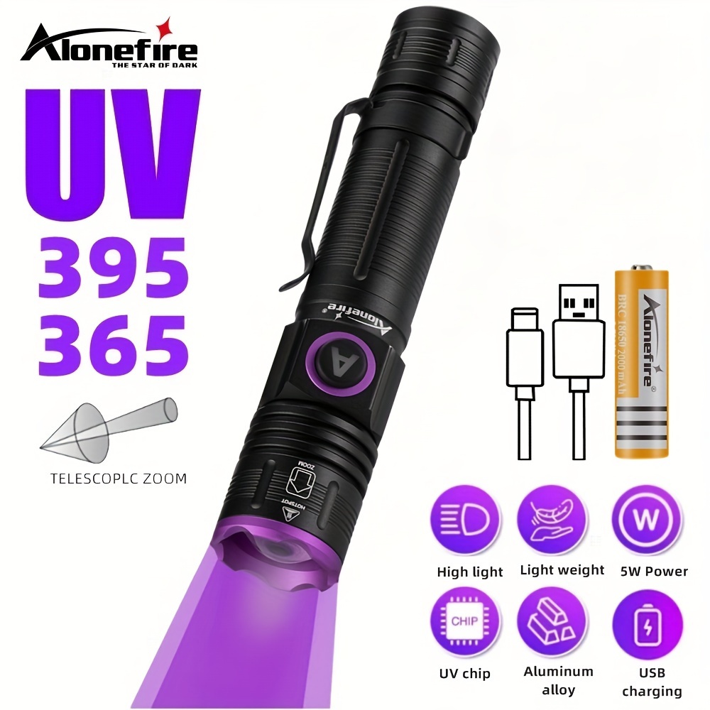 Torcia UV Viola Portatile 395nm, Luce Ultravioletta Per Rilevare Macchie - Foto 6