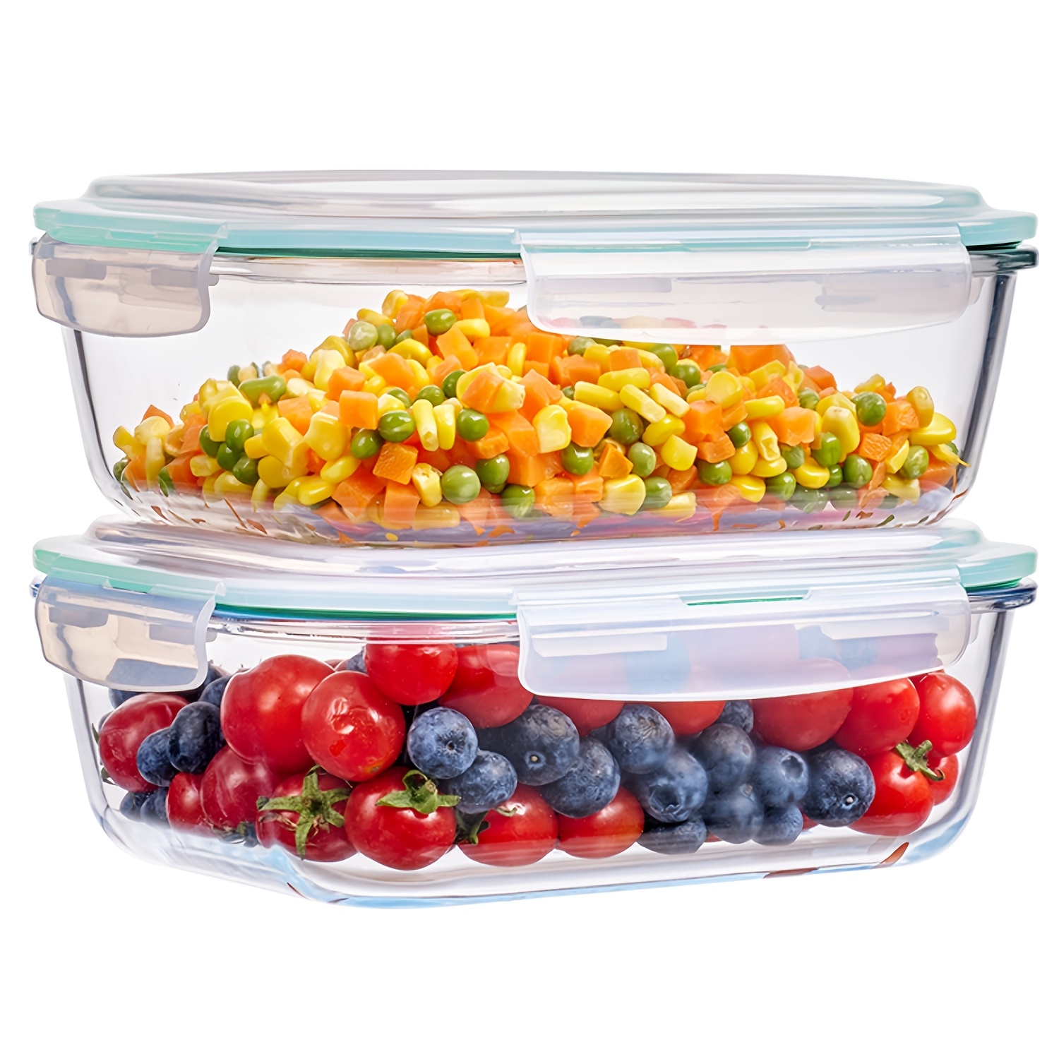 TEMU 2260ml/ 76.4oz Large Glass Storage Containers With Lids, 2pack Meal Prep Food Container Set With Snap Airtight Lid For Baking, Microwave, Oven,
