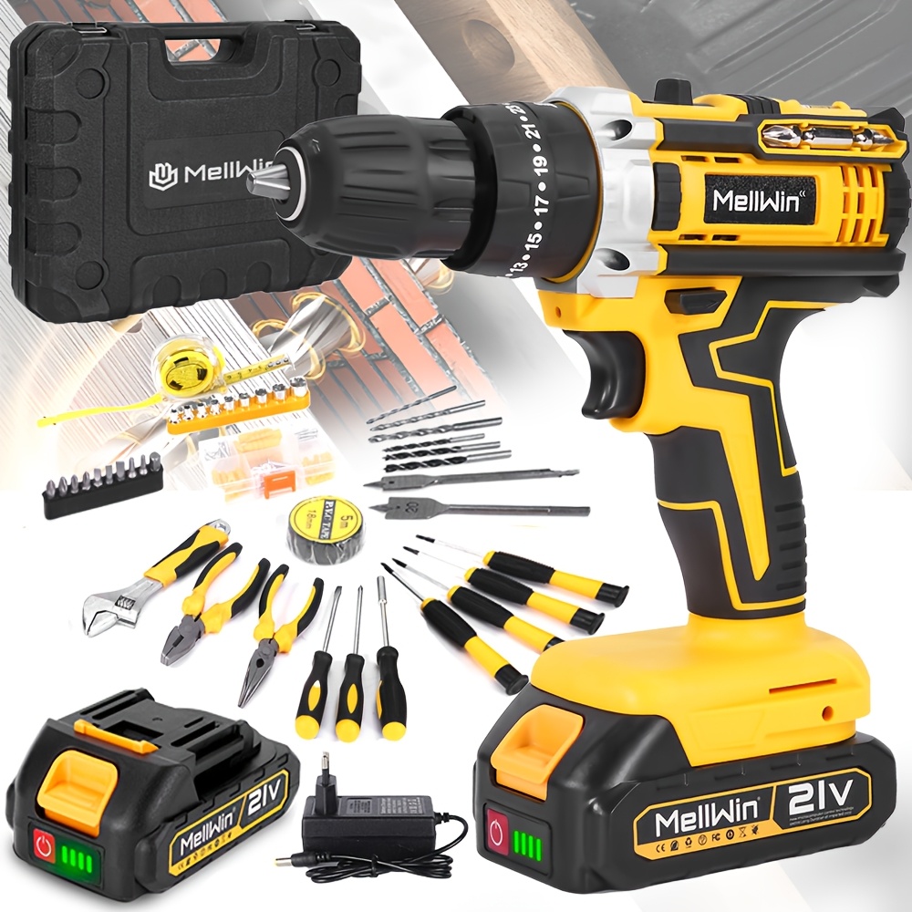 Image of Electric Drill Tool Set, 25 Gears + 3 Functions, 10mm Electric Screwdriver Tool Kit, Suitable For Home Decoration Drilling Diy Tools, , Holiday Gift Set,, Batteries Optional, Accessories Optional