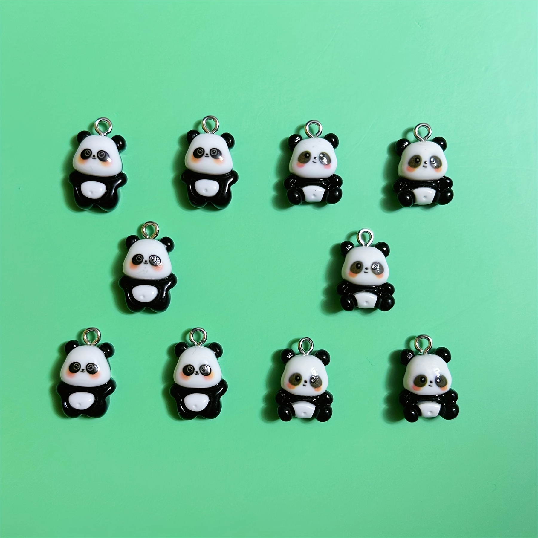 

10pcs/pack Handmade Cute Cartoon Panda Charms, Assorted Resin Pendants For Diy Jewelry, Earrings, Necklaces, Bracelets, Keychains, Creative Gifts & Accessories