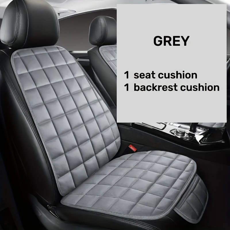 TEMU 2 piezas de cojín para asiento delantero, y respaldo transpirable antideslizante duraderos otoño invierno peluche corta protección todo el año -
