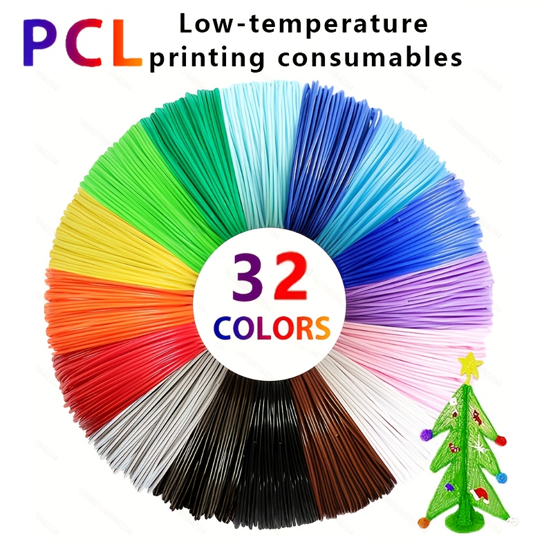 Image of 16/32 Colors 3d Pen Pcl Low-temperature Printing Filament, Diameter 1.75mm Printing Wire, 118.11 Inches Per Color, Total 3779.52 Inches, Random Colors, Suitable For Most 3d Pens And Printers