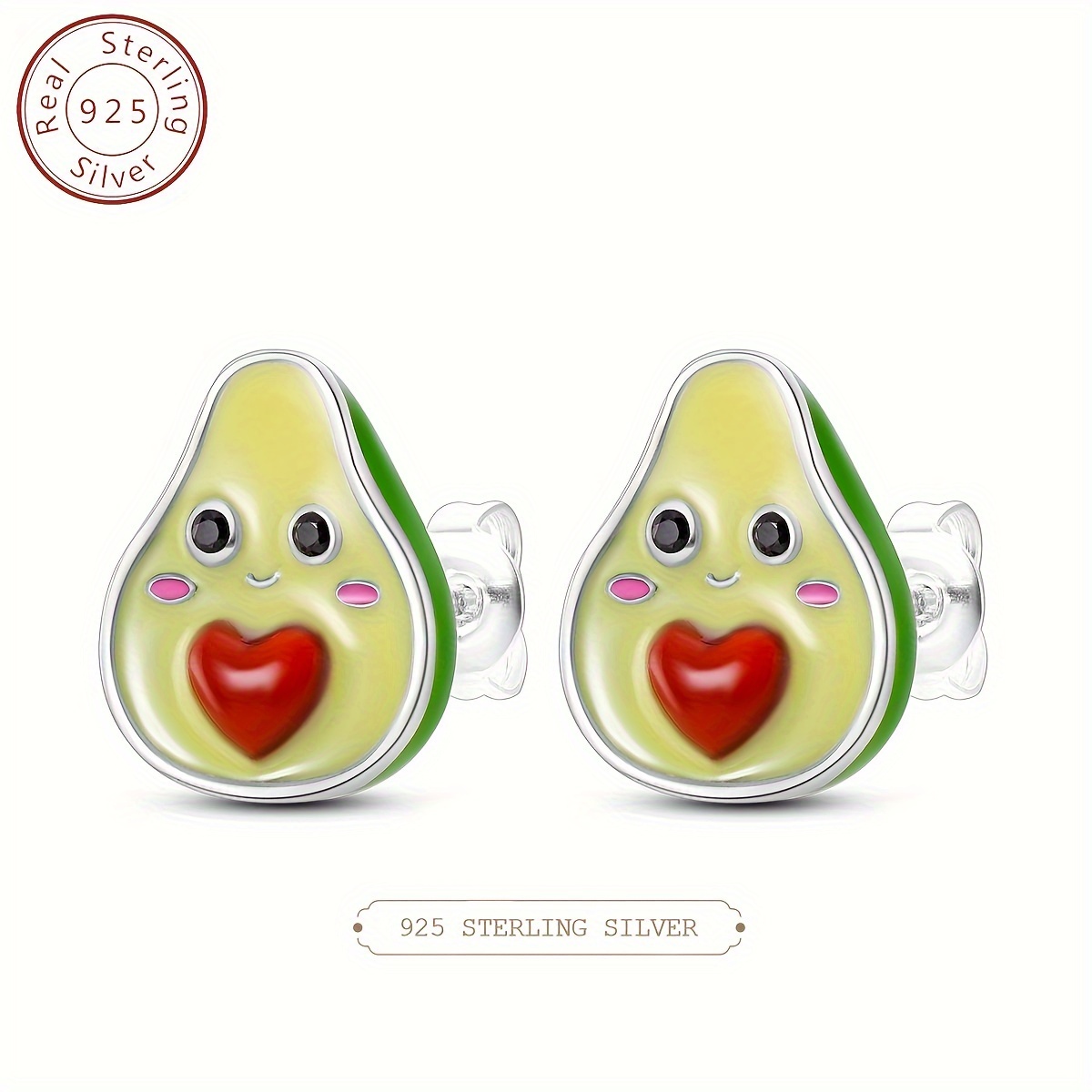 

Cute S925 925 Sterling Silver Fruit Collection Little Avocado Stud Hoop Earrings For Women Dangle Earring Fashion Cz Earing