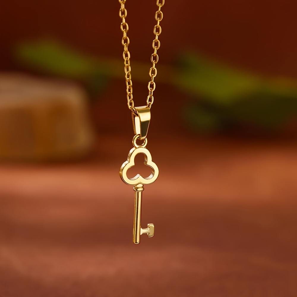Image of An Elegant Golden Stainless Steel Hollow Necklace, And Festive Wear, Makes A Wonderful Gift For Women