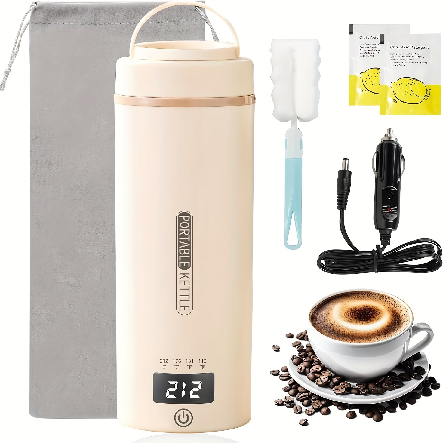 

12v 520ml Car Portable Tea Café , Mug, Hot 4 Controllers Lcd Display And , Double , Boiling Portable Car