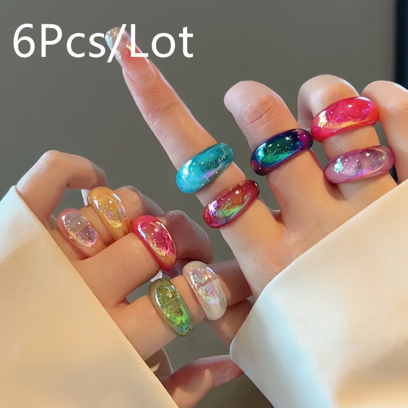 6pcs Y2k Style Stacking Rings Multi For You And Match For Daily Outfits Party Accessories Gift For Her