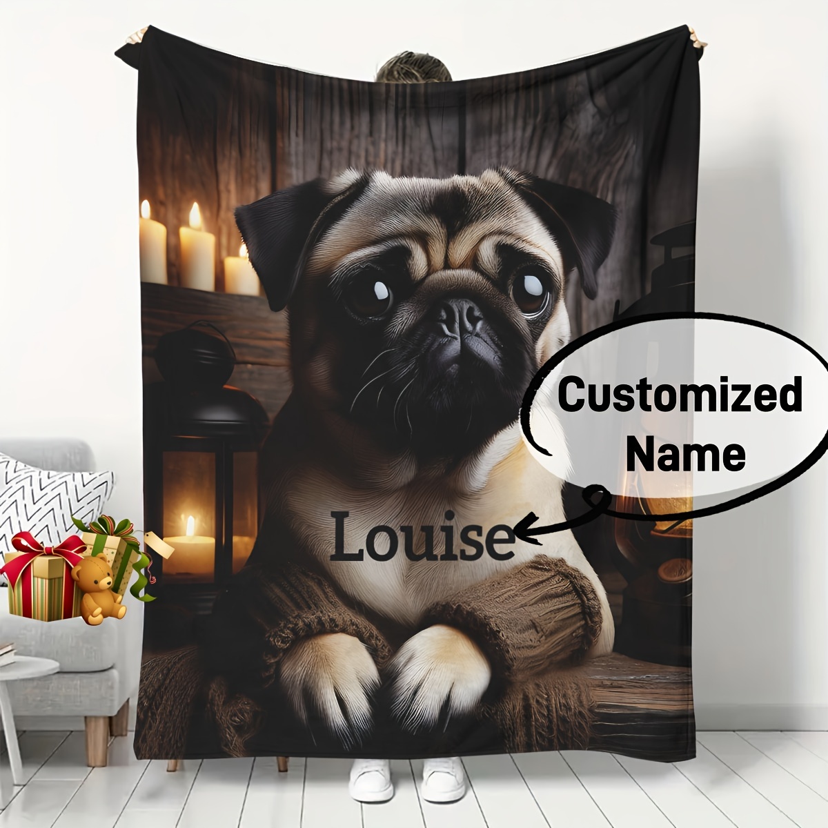 

Personalized Dog Pattern Blanket - , & For , Bed, Camping | For , For
