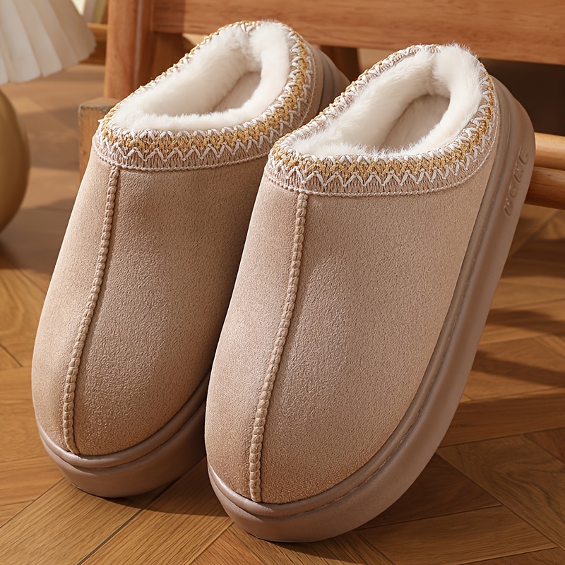 Handgestrickte Damen Hausschuhe Socken – Bequeme Strick-Hausschuhe, Wollmix, Farbe: Taupe, US 6–13