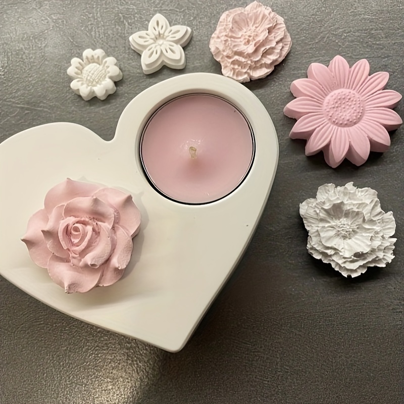 

1pc Heart Shape Candlestick Plaster Ornament Silicone Mold Candle Holder Concrete Cement Mold Diy Handmade Resin Craft Mould Home Decoration