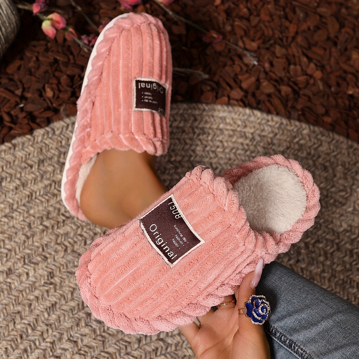 Soft Fabric Slip-On Slippers with Fluffy Lining - Warm, All-Season Home Slippers for Couples, Perfect Holiday Gift, Hand Washable, Non-Dry Cleanable, EVA Sole, Allseason Slippers|Soft Fabric Slippers|Eva Sole Slippers