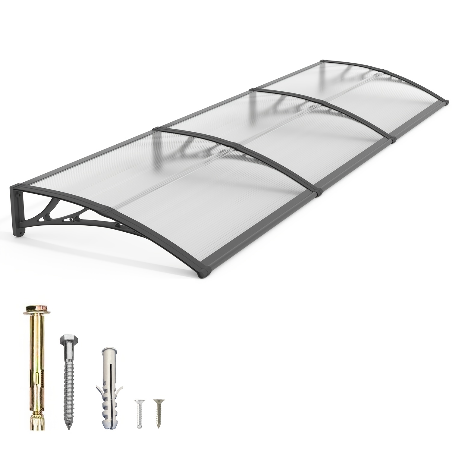 Image of 80/100/120/150/200/300cm Window Awning Door Canopy Awnings For Doorways Polycarbonate Cover Patio Door Awning Uv Rain Snow Hollow Sheet, Brown Or Clear Porch Cover