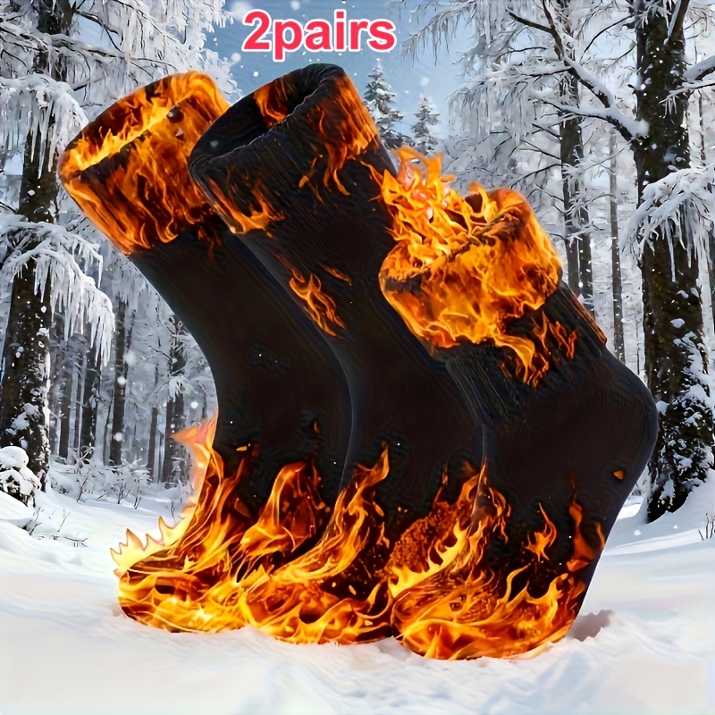 TEMU 5 Pairs/ Of Unisex Winter Outdoor Skiing And Hiking Protective Warm Fleece Socks - Suitable For Europe, America, East, Etc., With Strong