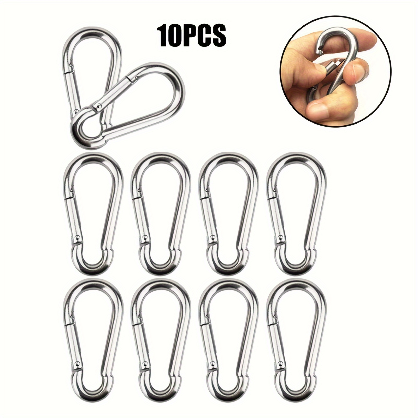

10pcs Spring Snap Hook Carabiner Steel Clips Keychain Heavy Duty Clips For Keys Paddle Pet Chain Outdoor Fence