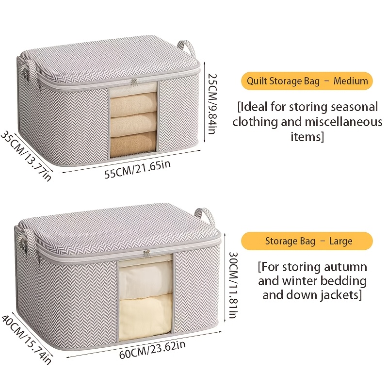 TEMU 2pcs Set Of Moving Bags, Large Capacity Seasonal Clothing And Bedding Storage Bags, Bedroom Underbed Storage Bags, Wardrobe Organization Storage
