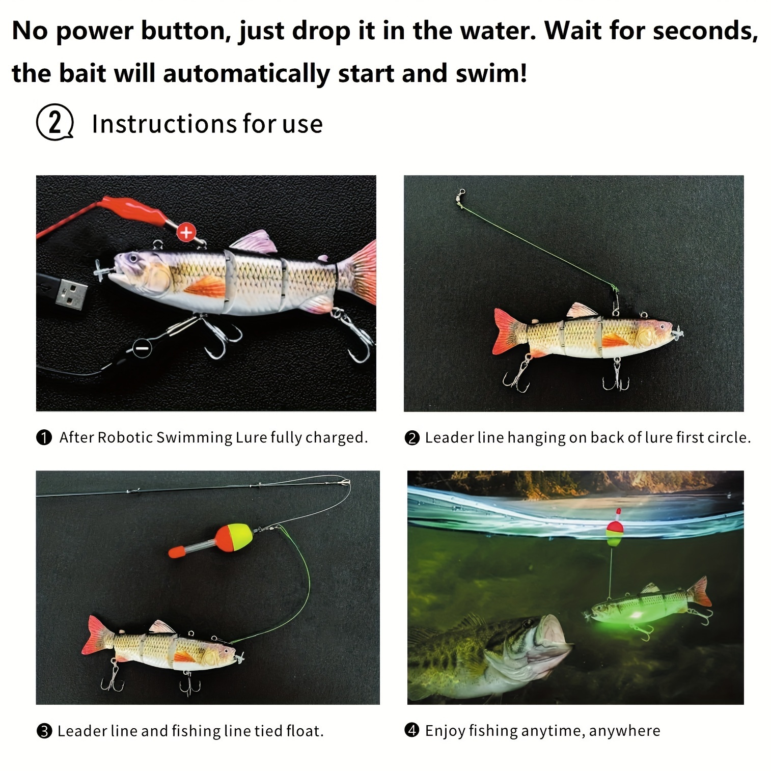 Usb Rechargeable Robotic Swimming Fishing Lures Led Light - Temu
