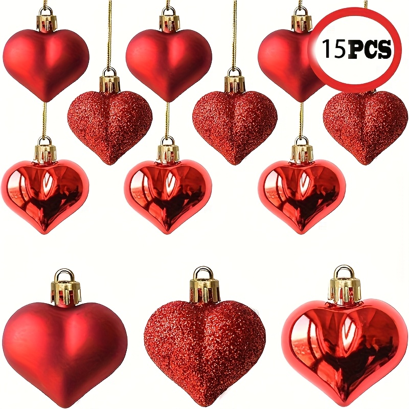 

15-Pack Coeur de Noël Ornements, 3 Variétés Plastique Thème Décorations pour la Saint-Valentin, des Mères, , l'Anniversaire, à - Pas d'Électricité ou de Plumes Requises