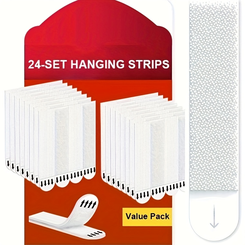TEMU 48/24pcs Picture Hanging Strips, Hanging Picture Hangers, Picture Hanging Kit, Picture Hanging Hooks Without Nails, Adhesive Tape Strips For