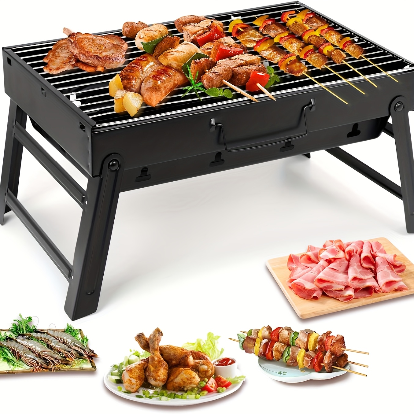Portable Charcoal Grill For Bbq, Mini Grill, For Picnics And Camping
