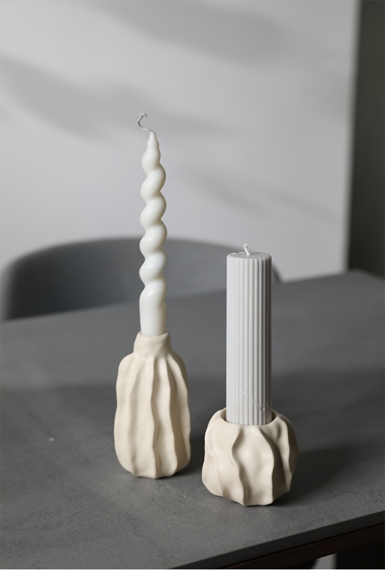 1pc Modern Minimalist Creative Geometric Abstract Ceramic Candle Holder Ornament, Modern Minimalist Home Easter Prop Candle Holder, Wedding Tabletop Soft Decoration