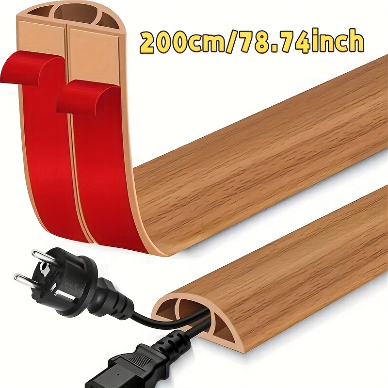 Image of 1pc /118.11inch Floor Cord Cover Self-adhesive Cable Concealer, Floor And Cord Protector With Optional Sizes Of 1m, 2m, Or For Cable Management