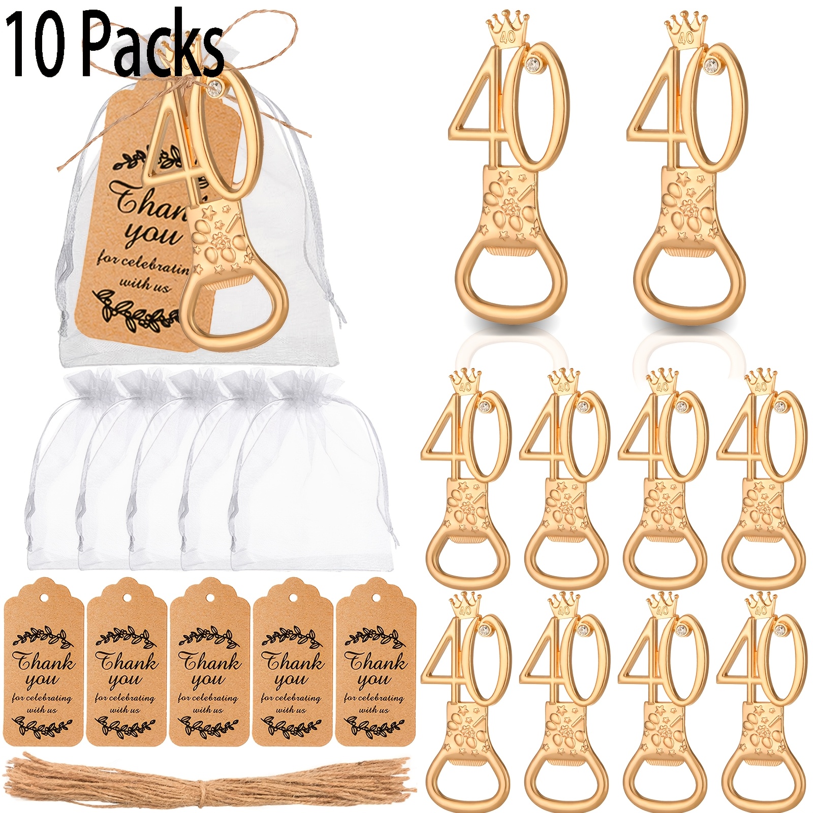TEMU Gift For Her/him 40pcs/10 Sets Of 40th Birthday Party Gift Packs, Including A Golden 40th Bottle Opener, Suitable As A 40th Birthday Gift,