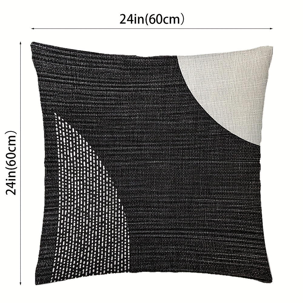 TEMU 1 pc, Taie d'oreiller imprimée , taille multiple en option, tissu noir et avec blanches, circulaires, points et fond foncé, housses d'oreiller