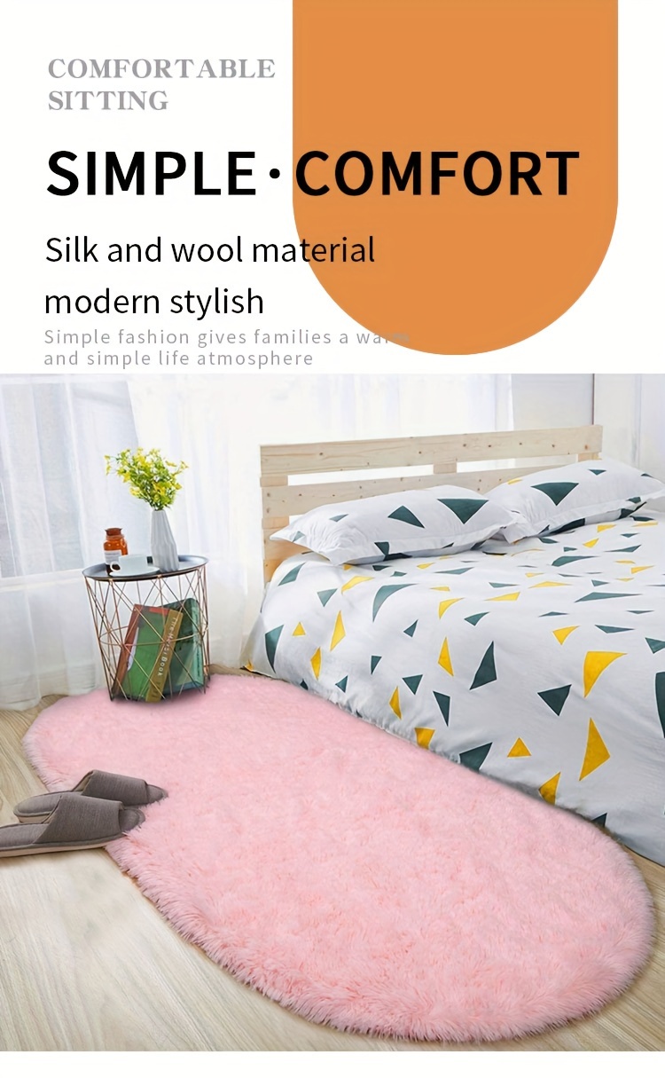 1pc fluffy soft shag area rug for living room bedroom fuzzy floor carpet non slip machine washable   decor rug details 0