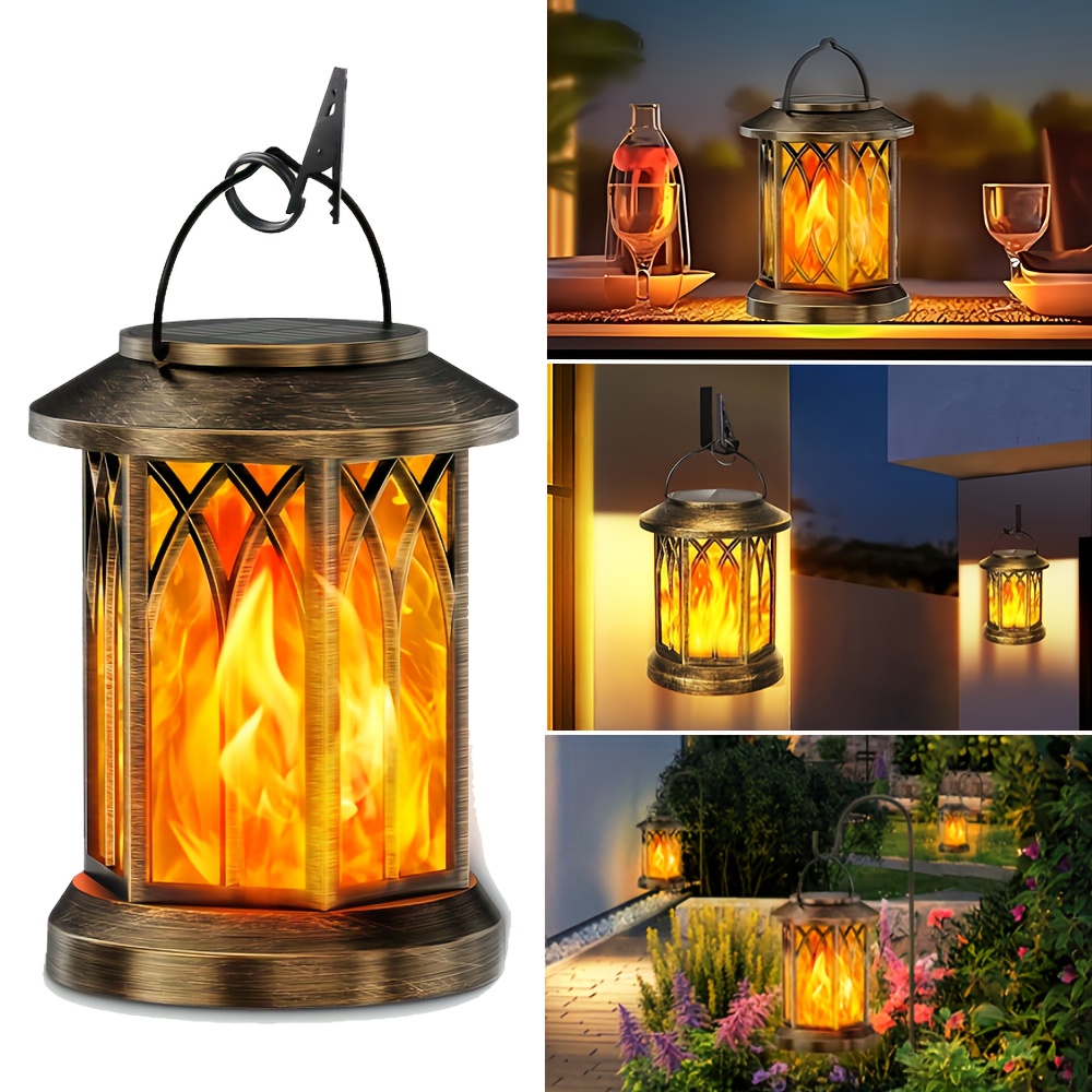 thumbnail image 2 of Solar Dancing Flame Lanterns - Flickering LED Outdoor Lights With USB Charging, 1-4 Pack Options 2 of 14