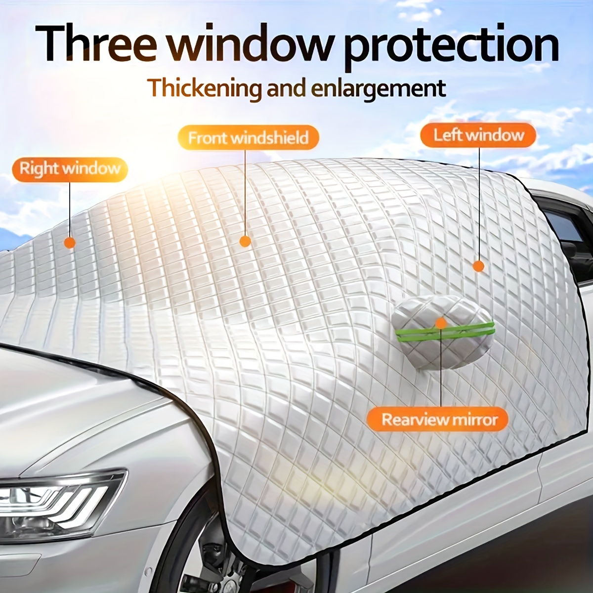 

1pc Car Windshield Snow Cover, Frost Protection Device With Side View Mirror, Protect Car Window, Protect Your Car From Sunlight, Snow And Water, Car Accessories, Car Protective Supplies