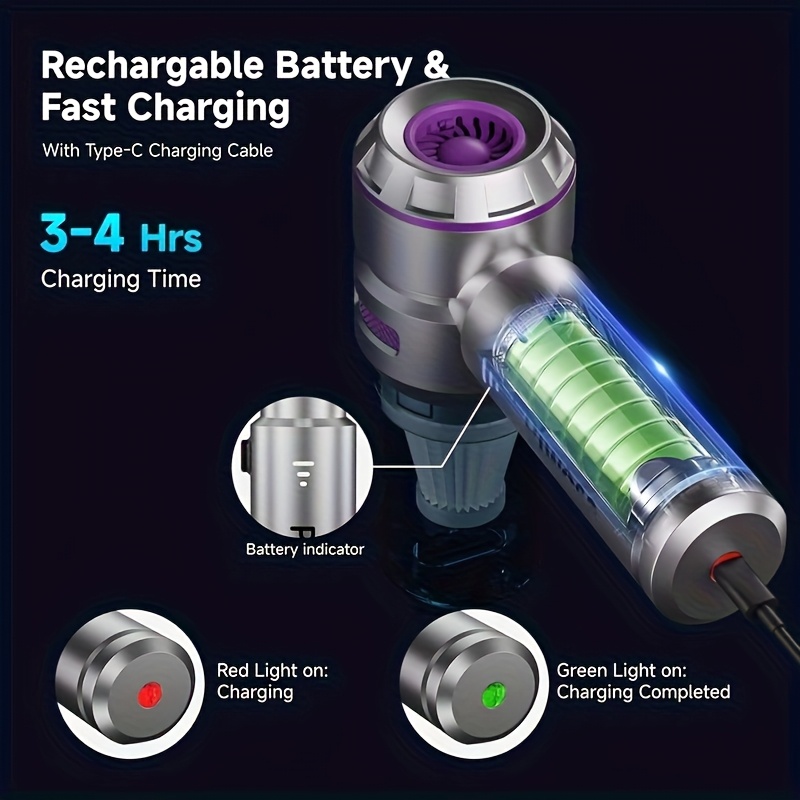 16000pa high 100w brushless motor vacuum cleaner 2000mah 3 handheld car vacuum cleaner air dust remover 4 in 1 portable vacuum suitable for cars and camping Product details 2