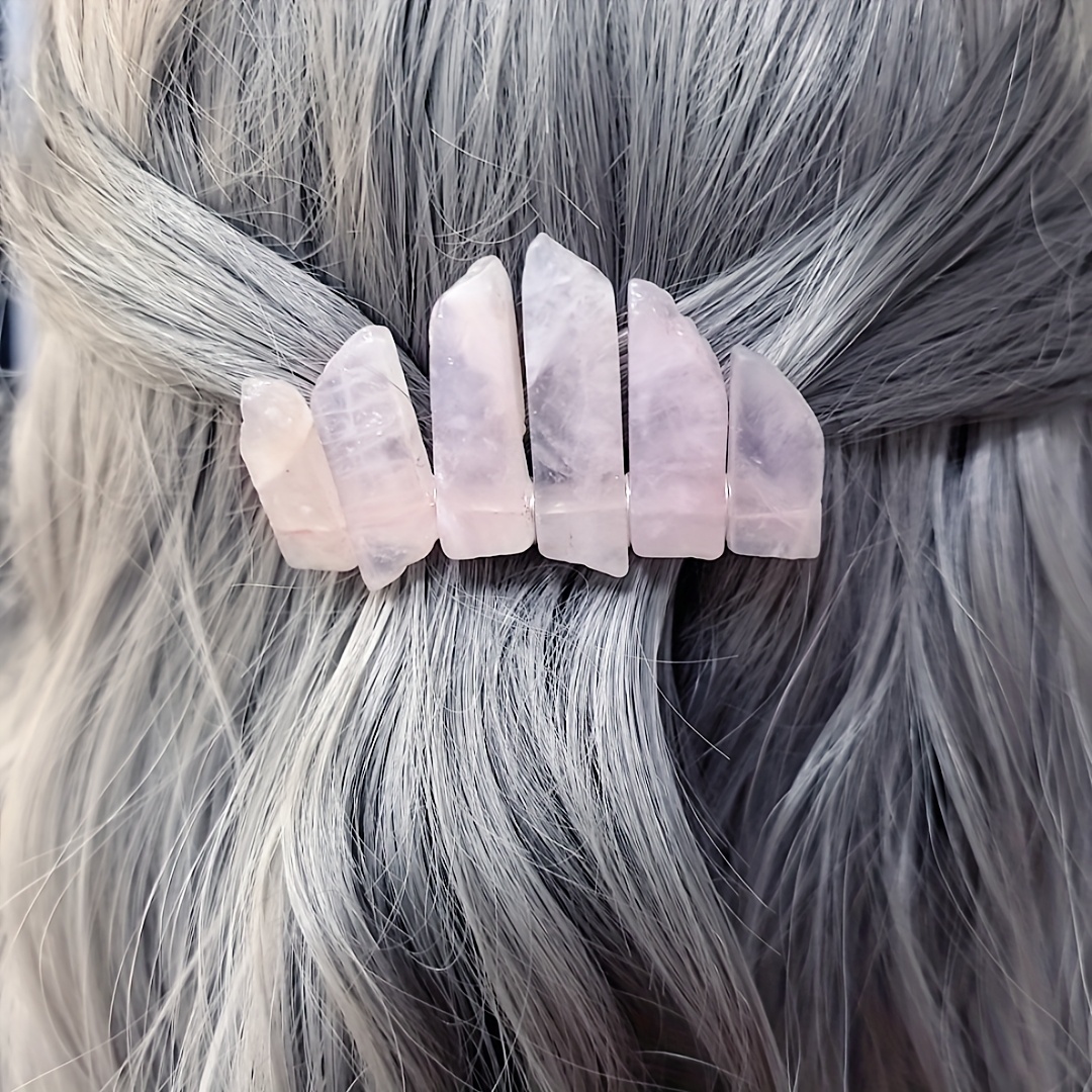 bohemian style rose quartz hair clip sweet semi tied spring Temu