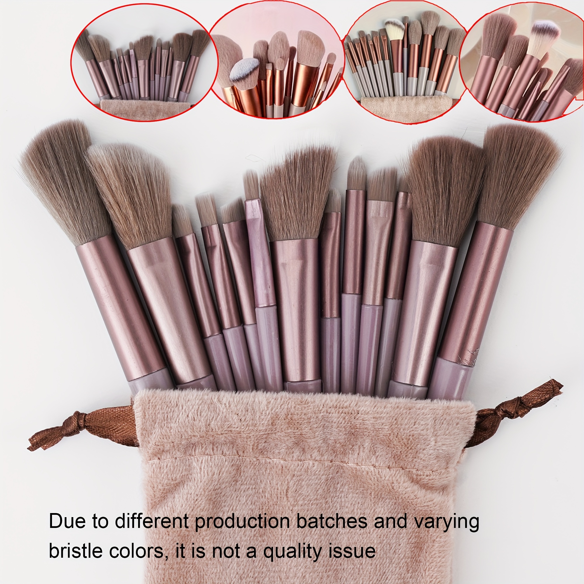 

Luxury 13pcs Makeup Brush Set, Soft Synthetic Bristles - With Travel Bag, Fragrance-free, Suitable For Types